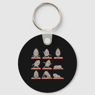 Sunflower Seed Doing Yoga Vegan Kawaii Zen Keychain