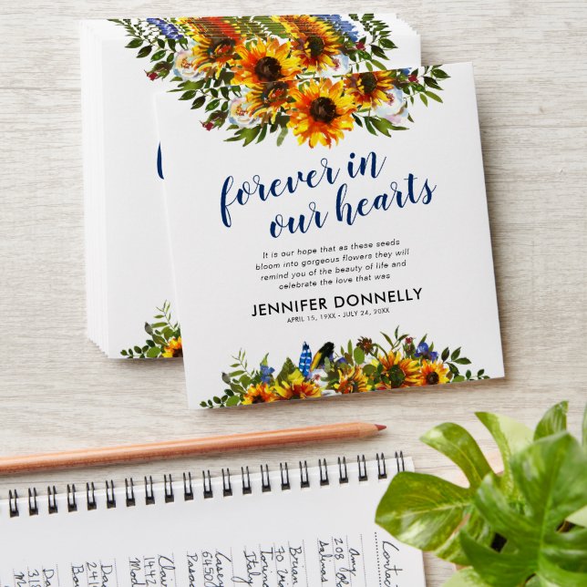 Sunflower Seed Packet Funeral Favor Envelope (Stacked)