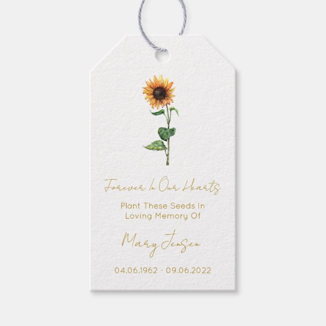 Sunflower Seed Packet Funeral Gift Tags (Front)