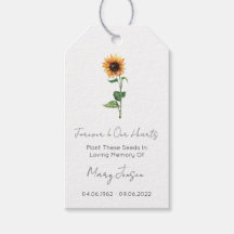Sunflower Seed Packet Funeral Gift Tags