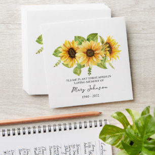 Sunflower Seed Packet Memorial Funeral Envelope