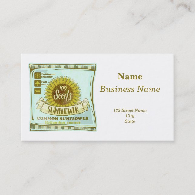 Sunflower seeds business card (Front)