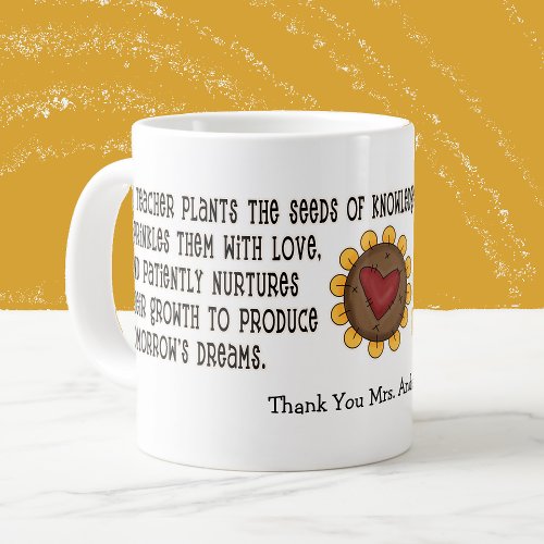 Sunflower Seeds Teacher Thank You Giant Coffee Mug