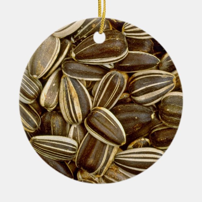 Sunflower seeds White flowers Ceramic Ornament (Front)
