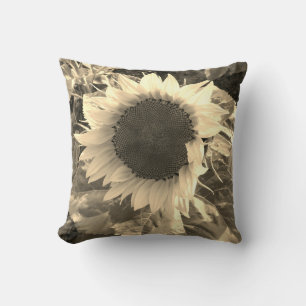 Sunflower Sepia Bloom Pillow
