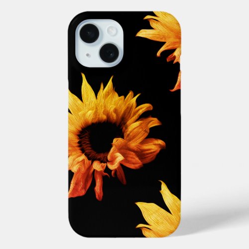 Sunflower _ Sepia Fine Art Photograph Unique Cool iPhone 15 Case