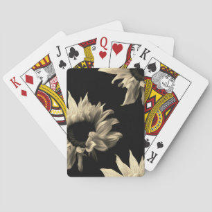 Sunflower - Sepia Fine Art Photograph Unique Cool Poker Cards
