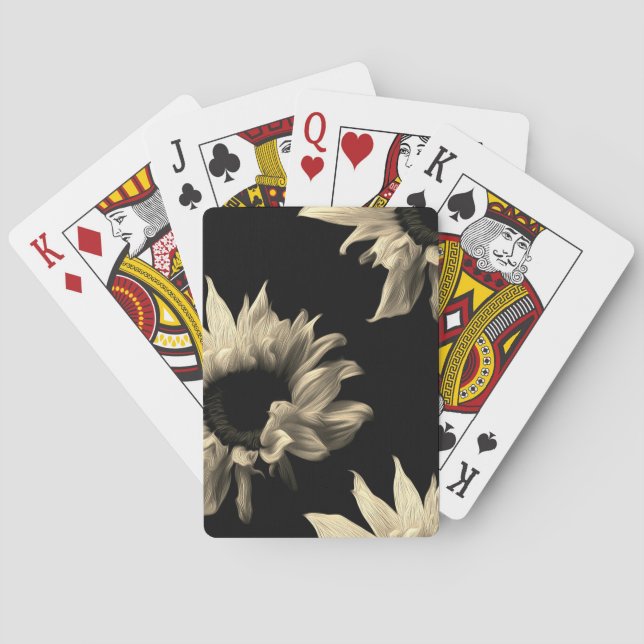 Sunflower - Sepia Fine Art Photograph Unique Cool  Poker Cards (Back)