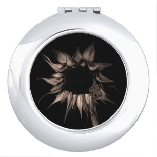 Sunflower - Sepia Fine Art Photograph Unique Cool Vanity Mirror