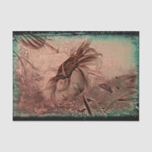 Sunflower Sepia Green Old Vintage Antique Texture Tissue Paper