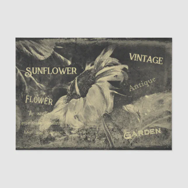Sunflower Sepia Vintage Antique Ephemera Texture Tissue Paper | Zazzle