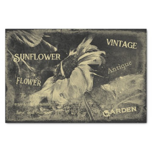 Sunflower Sepia Vintage Antique Ephemera Texture Tissue Paper