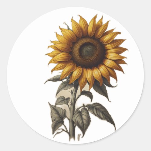 Sunflower Serenade Embracing Optimism in Natures Classic Round Sticker