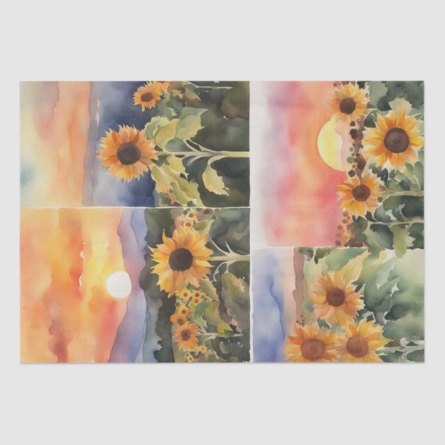 Sunflower Serenade in Watercolor Decoupage Tissue Paper (Front)