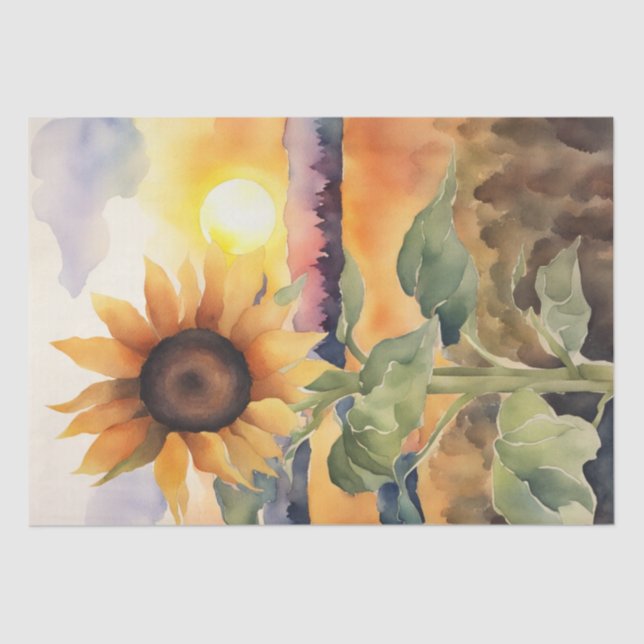 Sunflower Serenade in Watercolor Decoupage Tissue Paper (Front)