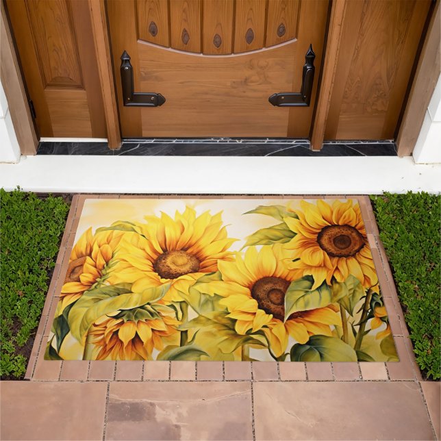 Sunflower Serenade: Sunflower Welcome Doormat (Outdoor)