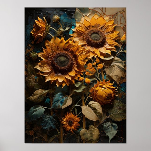 Sunflower Serenity - flowers digital art poster (Front)