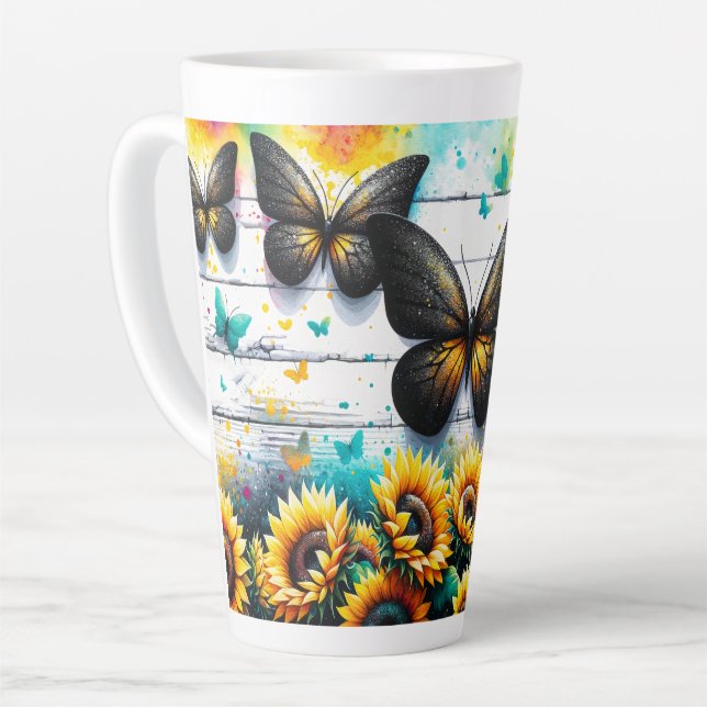 Sunflower Serenity Latte Mug (Left Angle)
