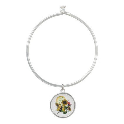 Sunflower Shadow Fairy and Cosmic Cat Bangle Bracelet