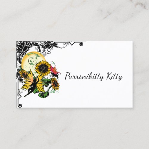 Sunflower Shadow Fairy and Cosmic Cat Business Card