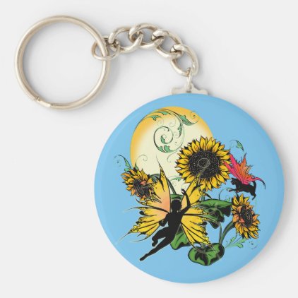 Sunflower Shadow Fairy and Cosmic Cat Keychain