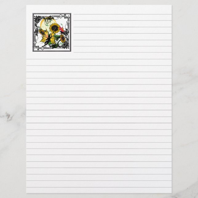 Sunflower Shadow Fairy and Cosmic Cat Letterhead (Front)