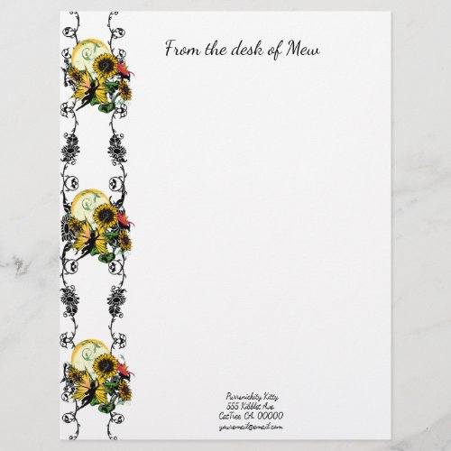 Sunflower Shadow Fairy and Cosmic Cat Letterhead