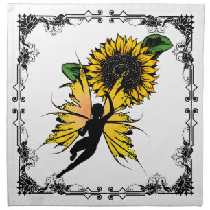 Sunflower Shadow Fairy and Cosmic Cat Napkin