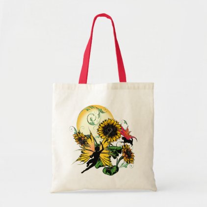 Sunflower Shadow Fairy and Cosmic Cat Tote Bag