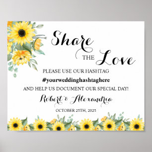 Sunflower Share the Love Social Media Wedding Sign