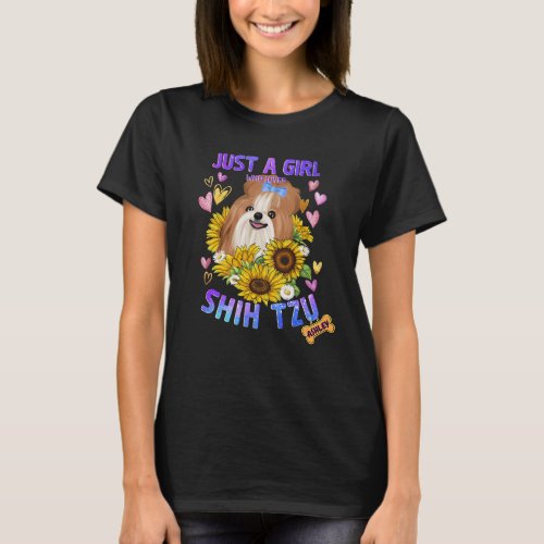 Sunflower Shih tzu Girl loves Dog T_Shirt