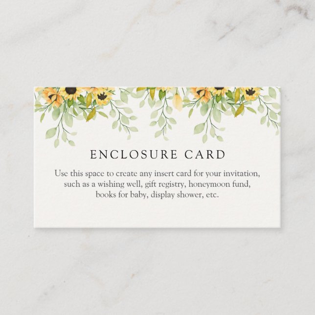 Sunflower Shower Enclosure Card (Front)