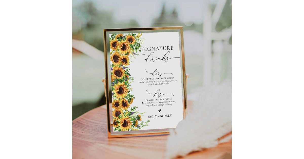 Sunflower Signature Sunflower Signature Drinks Sign | Zazzle