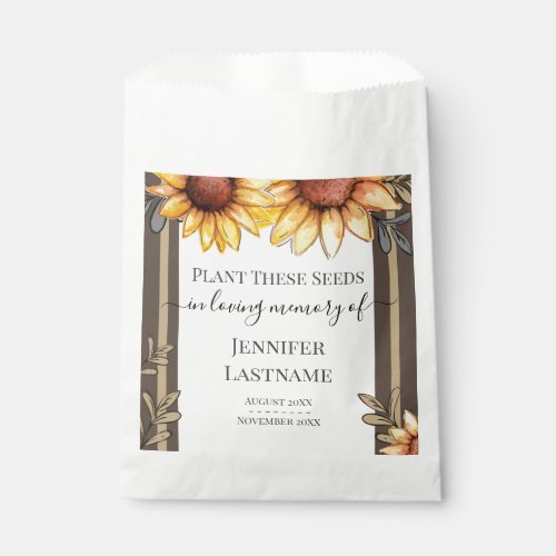 Sunflower Simple Funeral Keepsake Favor Bag