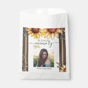 Sunflower Simple Photo Funeral Keepsake Favor Bag
