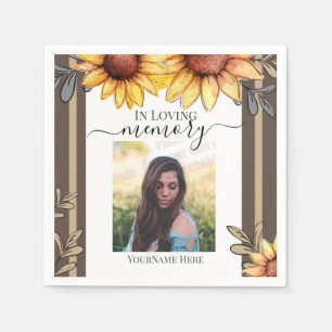 Sunflower Simple Photo Funeral Keepsake Napkins