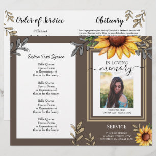 Sunflower Simple Photo Funeral Program Budget