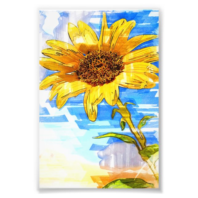 Sunflower Single Marker- Cute Sunflower Lover Gift Photo Print (Front)