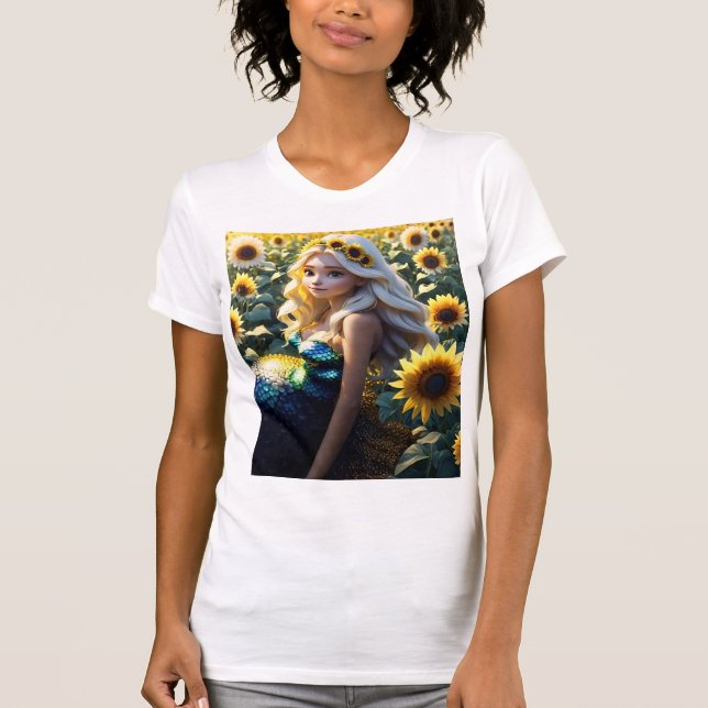 "Sunflower Siren: Blooming in Iridescence  T-Shirt (Front)