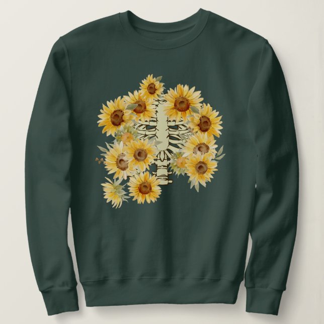 Sunflower Skeleton Plant Body Sweatshirt  (Design Front)