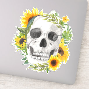 Sunflower Skull Gothic Sticker