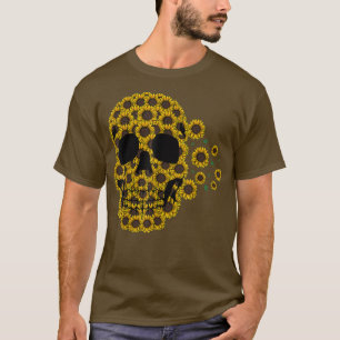 Sunflower Skull Lazy Halloween Costume Cute Skelet T-Shirt