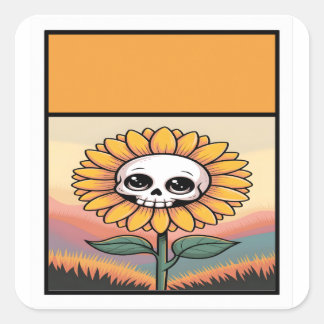 Sunflower Skull Sticker