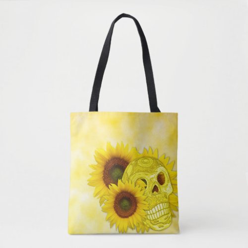 Sunflower Skull Tote