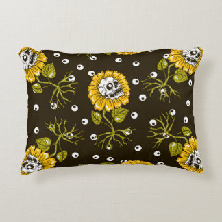 Sunflower Skulls: Unique Seamless Pattern. Accent Pillow