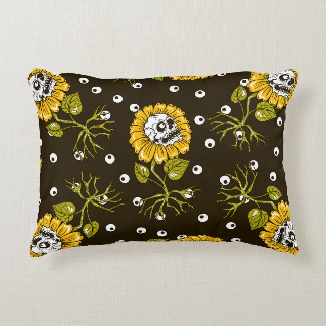 Sunflower Skulls: Unique Seamless Pattern. Accent Pillow (Front)