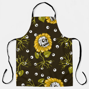 Sunflower Skulls: Unique Seamless Pattern. Apron