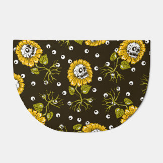 Sunflower Skulls: Unique Seamless Pattern. Doormat