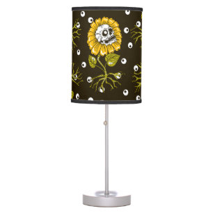 Sunflower Skulls: Unique Seamless Pattern. Table Lamp