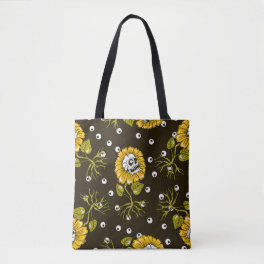 Sunflower Skulls: Unique Seamless Pattern. Tote Bag